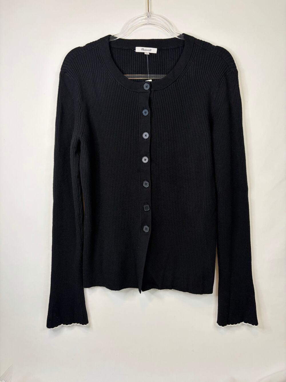 Madewell Whipstitched Longline Cardigan in Merino Blend Size XL Black NEW